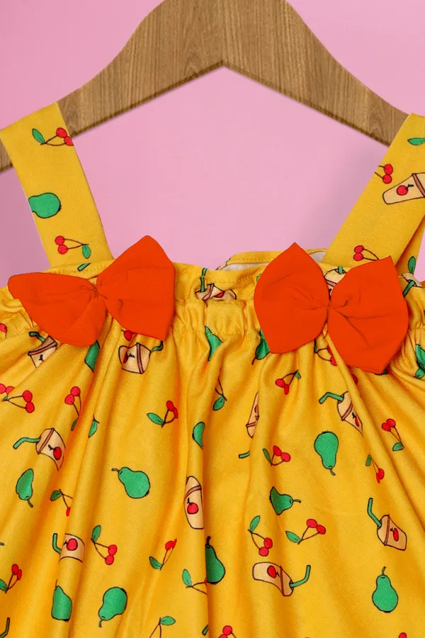 Yellow_Cotton_Lycra_Blend_Top_With_Short_Pant_For_Girls