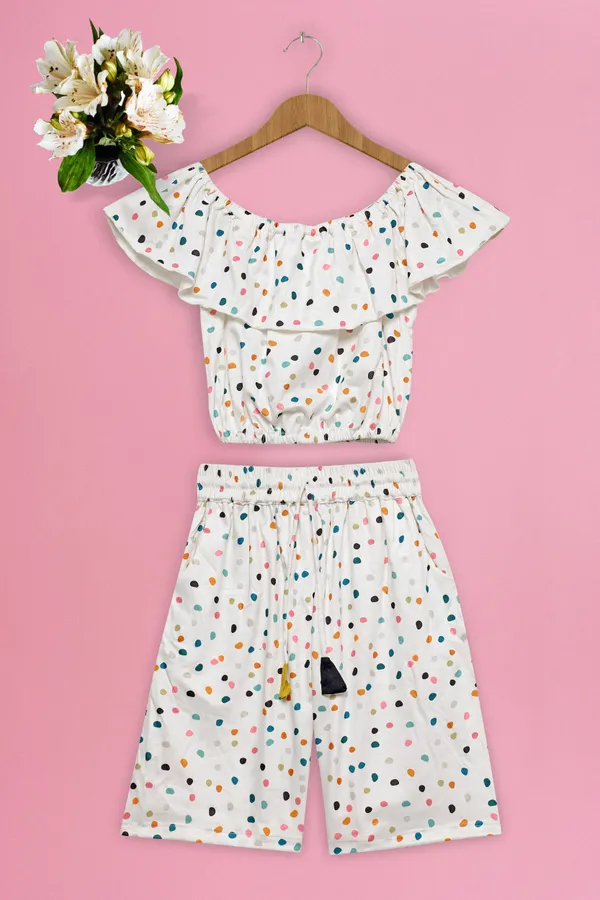 White_Cotton_Lycra_Top_With_Short_Pant_For_Girls