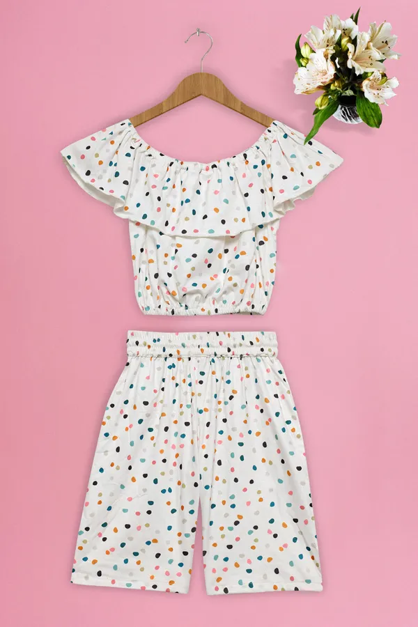 White_Cotton_Lycra_Top_With_Short_Pant_For_Girls