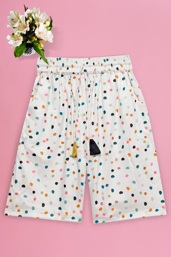 White_Cotton_Lycra_Top_With_Short_Pant_For_Girls