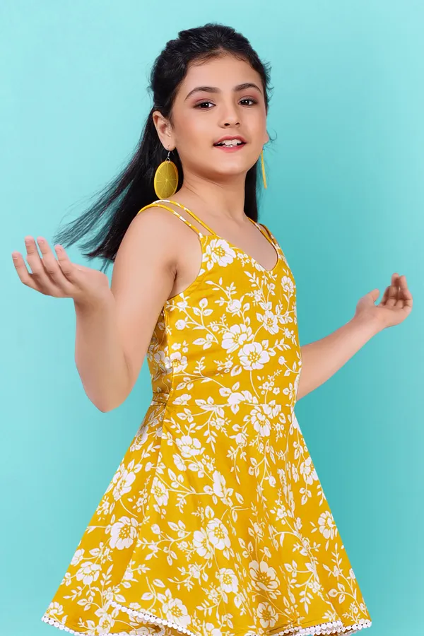 Yellow_Rayon_Floral_Print_Top_And_Sharara_Set_For_Girls