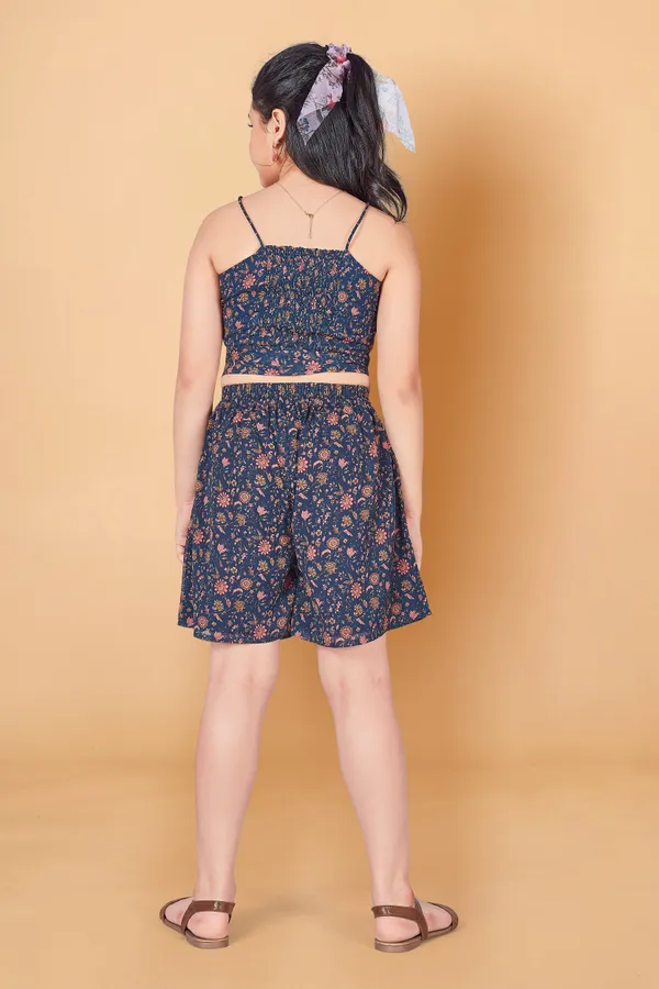 Navy_Blue_Wrap_Georgette_Top_With_Short_Pant_Clothing_Set_For_Girls