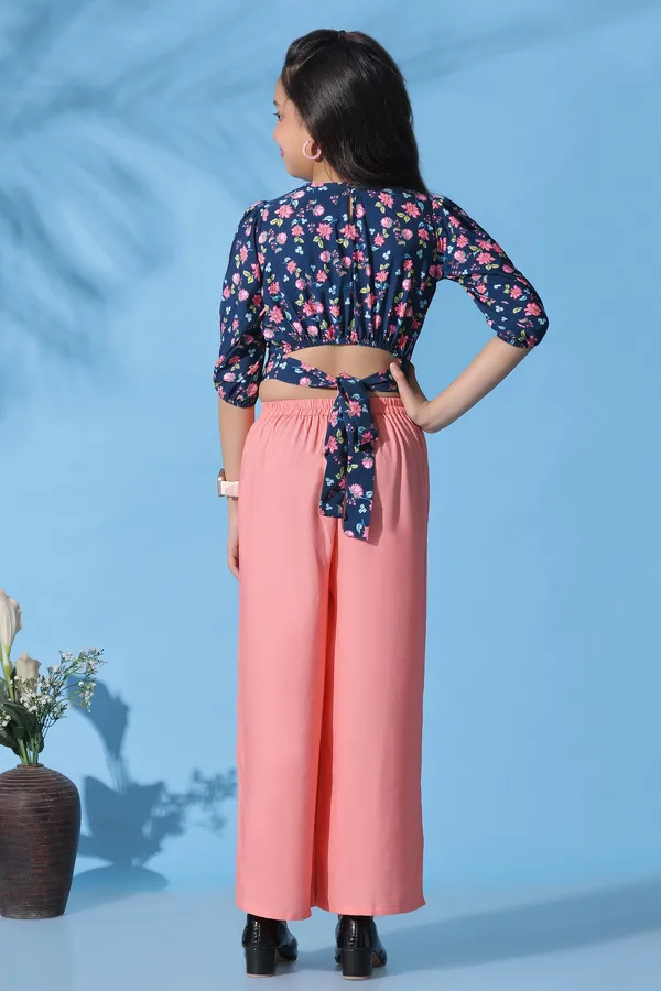 Dark_Blue_Crepe_Floral_Printed_Crop_Top_With_Palazzo_Set