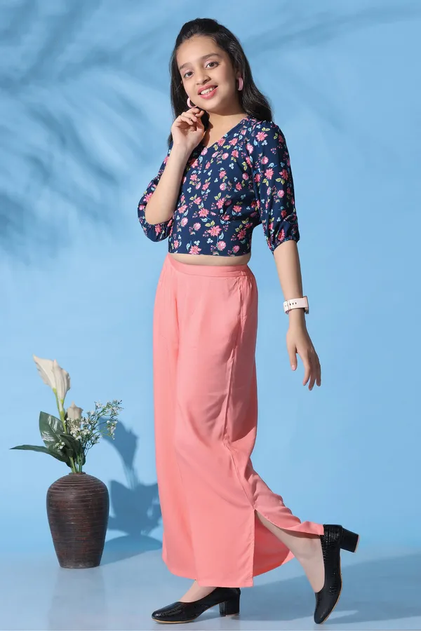 Dark_Blue_Crepe_Floral_Printed_Crop_Top_With_Palazzo_Set