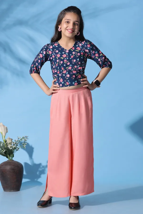 Dark_Blue_Crepe_Floral_Printed_Crop_Top_With_Palazzo_Set