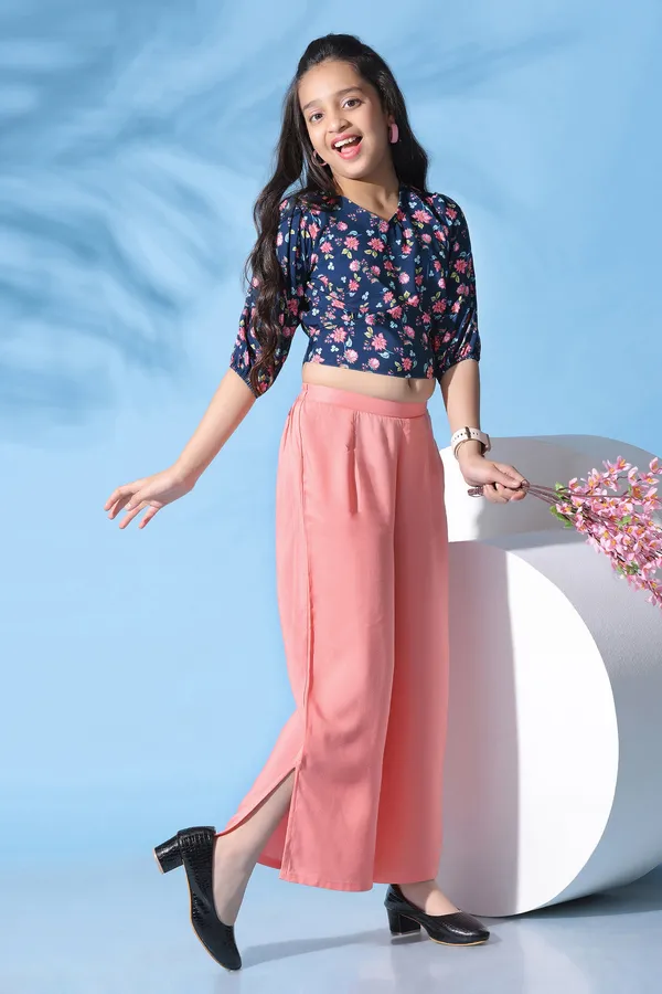 Dark_Blue_Crepe_Floral_Printed_Crop_Top_With_Palazzo_Set