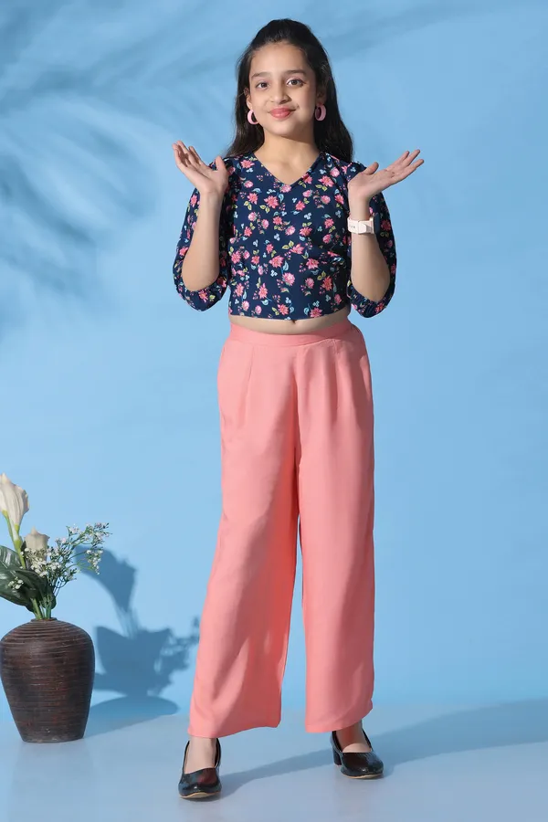 Dark_Blue_Crepe_Floral_Printed_Crop_Top_With_Palazzo_Set