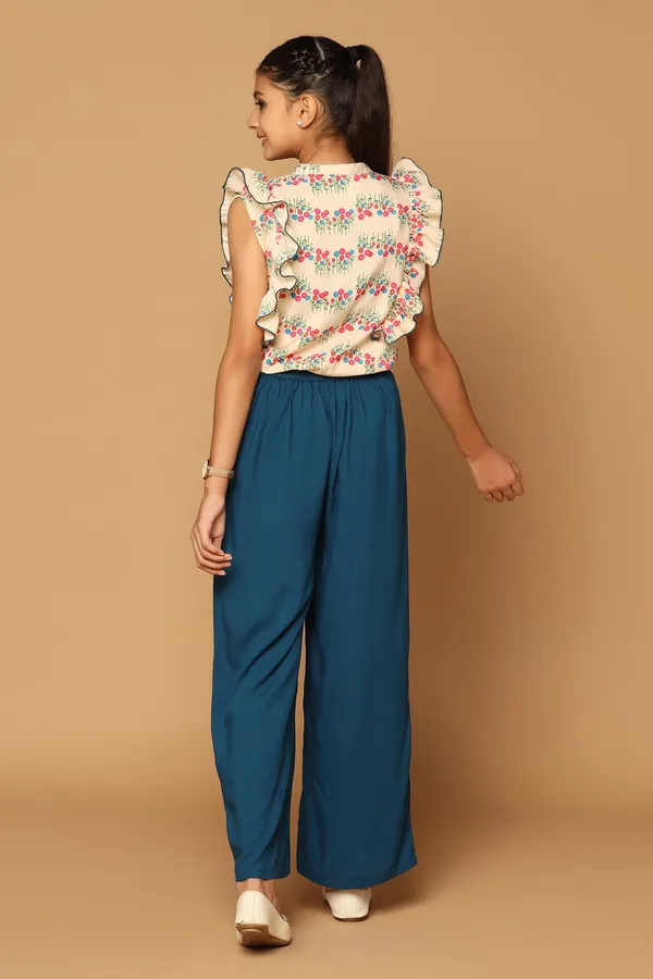 Cream_Floral_Printed_Top_With_Pant_Set_For_Girls