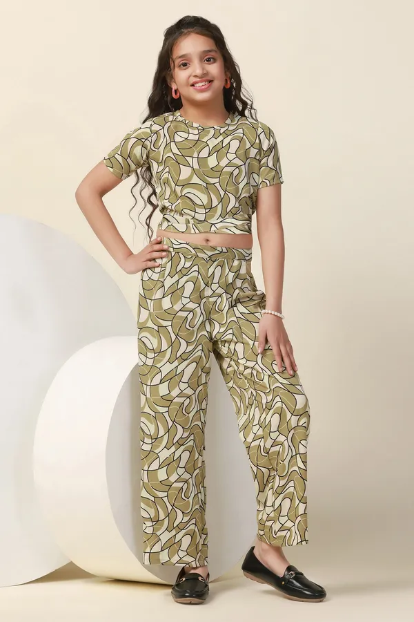 Green_Abstract_Printed_Crop_Top_And_Pant_Set_For_Girls