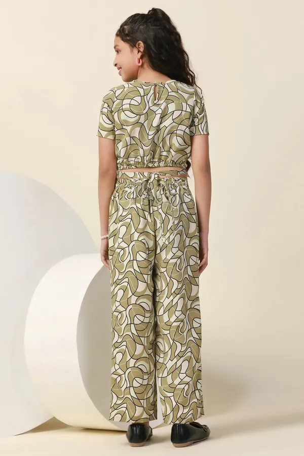 Green_Abstract_Printed_Crop_Top_And_Pant_Set_For_Girls