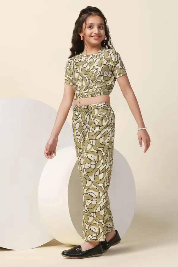 Green_Abstract_Printed_Crop_Top_And_Pant_Set_For_Girls