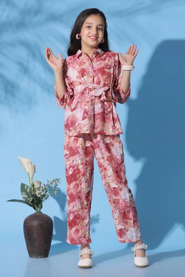 Multicolor_Rayon_Cotton_All_Over_Printed_Top_With_Trouser_Set_For_Girls
