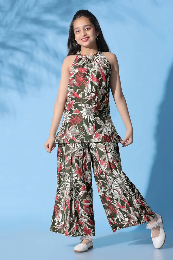Green_Muslin_Floral_Printed_Top_With_Palazzo_Set