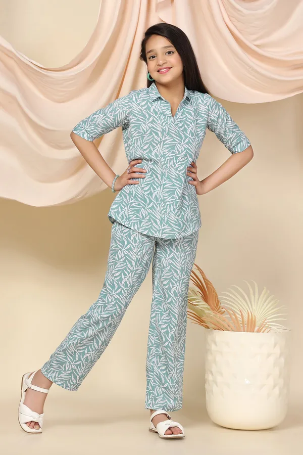 Sea_Green_Bsy_Polyester_All-Over_Printed_Top_With_Pant_Set_For_Girls