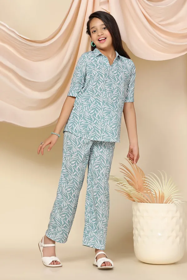 Sea_Green_Bsy_Polyester_All-Over_Printed_Top_With_Pant_Set_For_Girls
