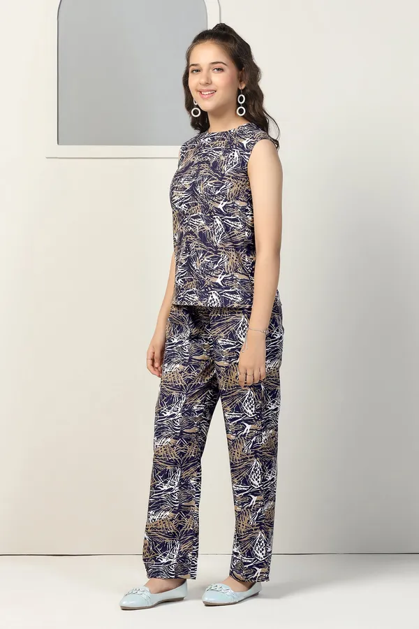 Navy_Blue_Shukrana_All_Over_Printed_Top_With_Trouser_Set_For_Girls