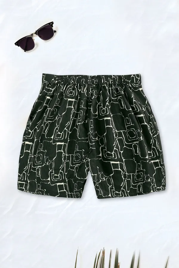 Chikoo_Lycra_Solid_Top_With_All_Over_Printed_Short_Pant_Set_For_Girls