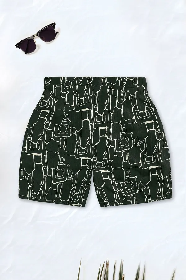 Chikoo_Lycra_Solid_Top_With_All_Over_Printed_Short_Pant_Set_For_Girls