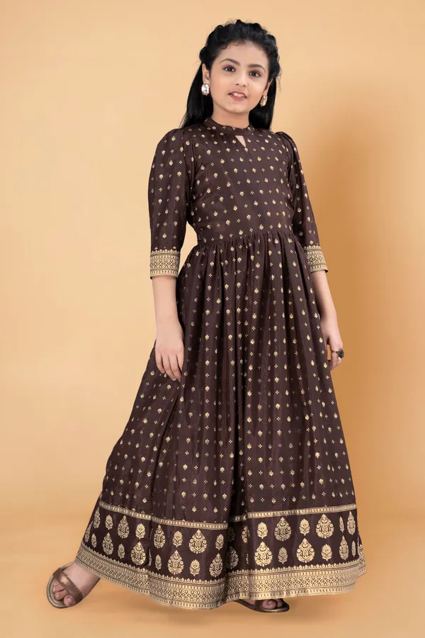 Dola_Silk_Maxi_Length_Flared_Foil_Printed_Dress_For_Girls