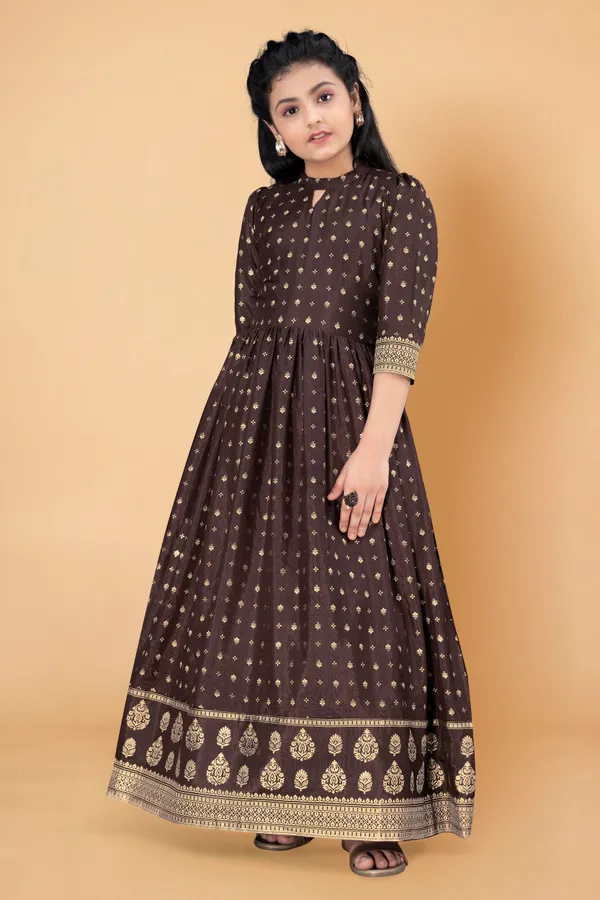 Dola_Silk_Maxi_Length_Flared_Foil_Printed_Dress_For_Girls