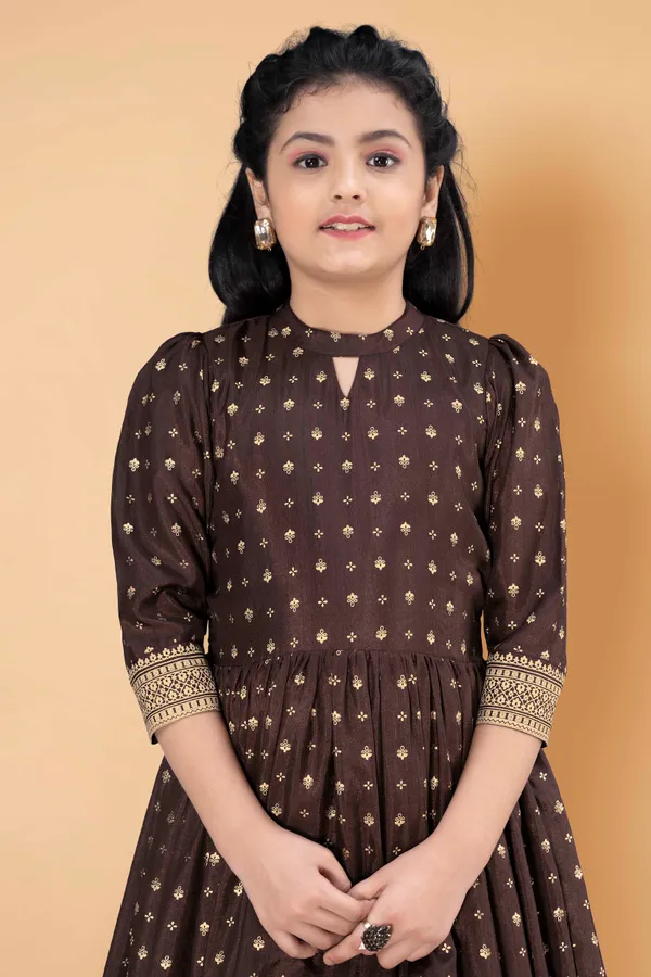 Dola_Silk_Maxi_Length_Flared_Foil_Printed_Dress_For_Girls