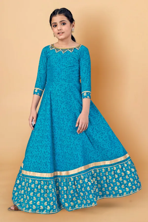 Blue_Maxi_Length_Flared_Embellished_Dress_For_Girls