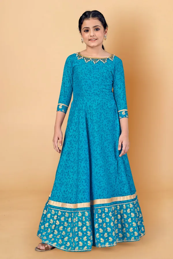 Blue_Maxi_Length_Flared_Embellished_Dress_For_Girls