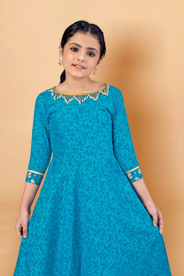 Blue_Maxi_Length_Flared_Embellished_Dress_For_Girls
