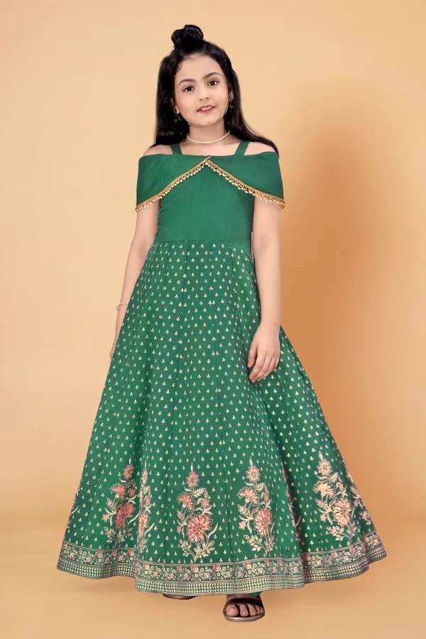 White_Crepe_Silk_Maxi_Length_Cold_Shoulder_Dress_For_Girls