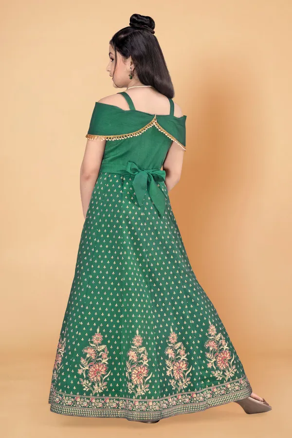 White_Crepe_Silk_Maxi_Length_Cold_Shoulder_Dress_For_Girls