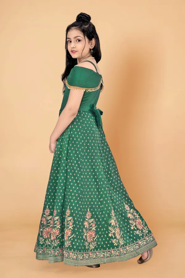 White_Crepe_Silk_Maxi_Length_Cold_Shoulder_Dress_For_Girls