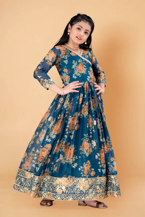 Blue_Tabby_Silk_Maxi_Length_Flared_Embroidered_Dress_For_Girls