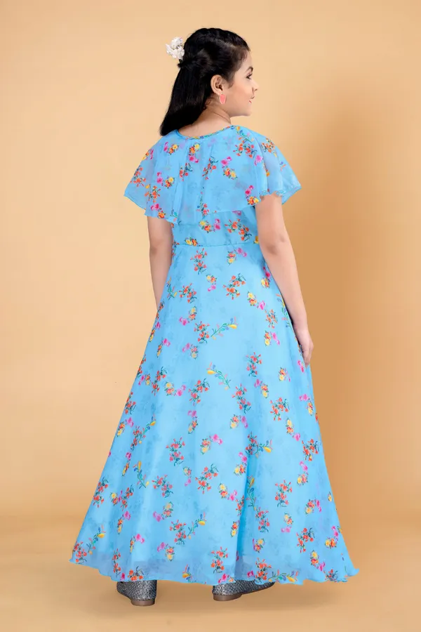 Light_Blue_Tabby_Silk_Maxi_Length_Ruffled_Dress_For_Girls