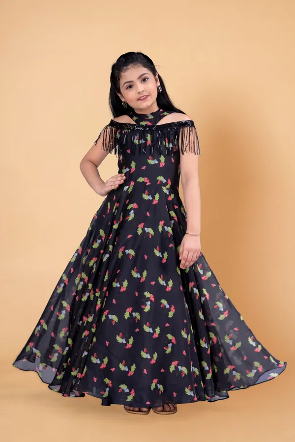 Black_Tabby_Silk_Maxi_Length_Printed_Dress_For_Girls