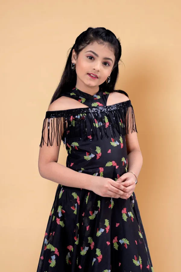 Black_Tabby_Silk_Maxi_Length_Printed_Dress_For_Girls