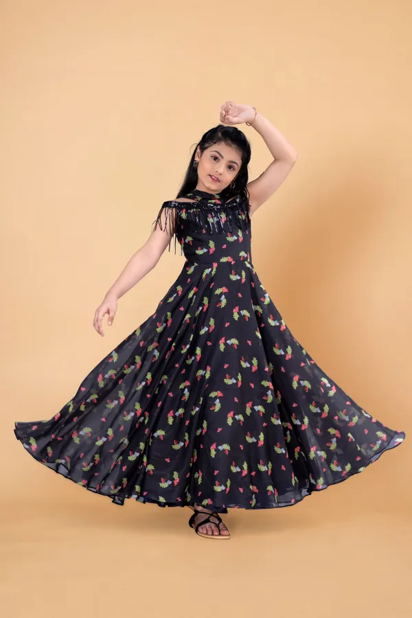 Black_Tabby_Silk_Maxi_Length_Printed_Dress_For_Girls