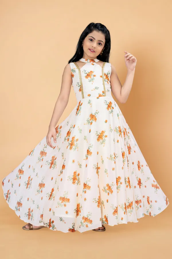 Light_Peach_Tabby_Silk_Maxi_Length_Printed_Dress_For_Girls