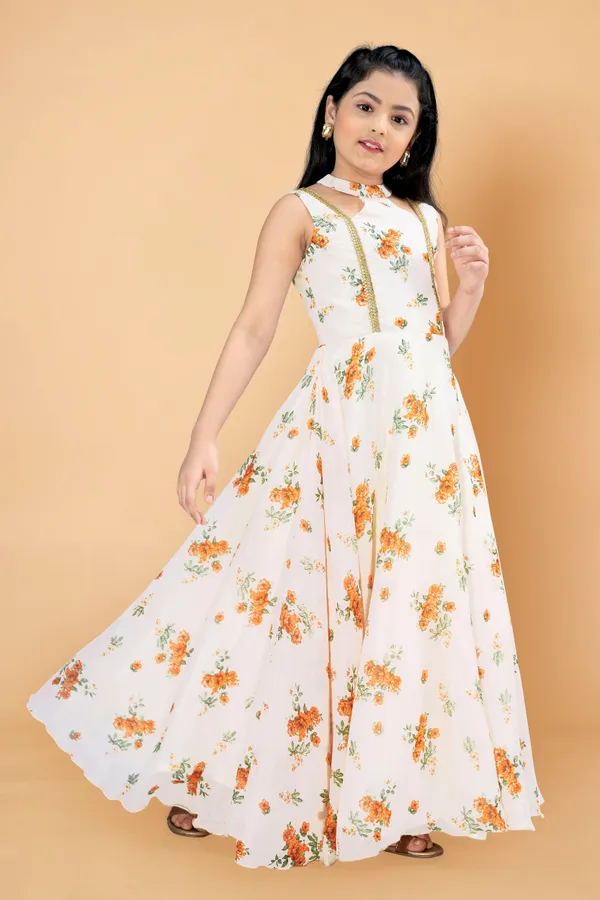 Light_Peach_Tabby_Silk_Maxi_Length_Printed_Dress_For_Girls