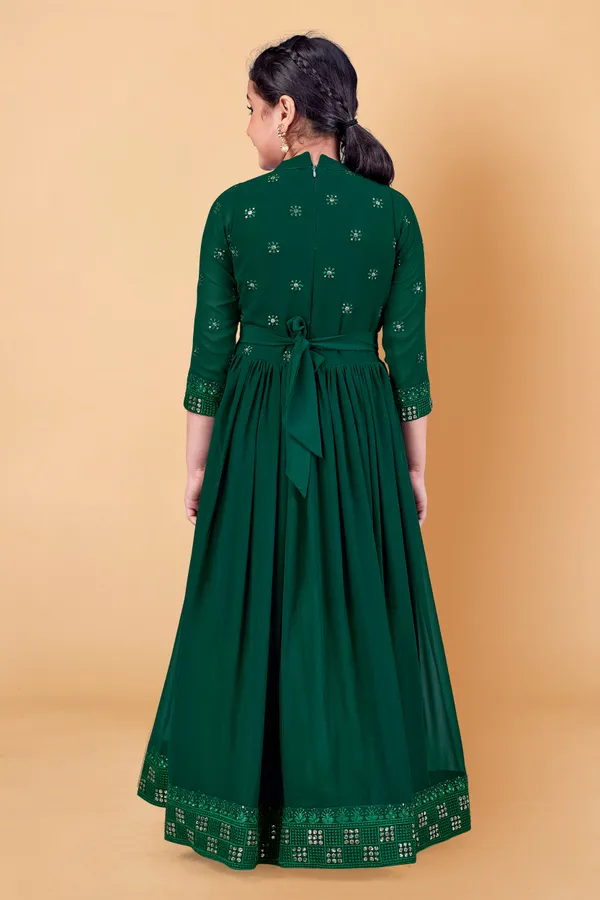 Dark_Green_Georgette_Maxi_Length_Embroidered_Dress_For_Girls