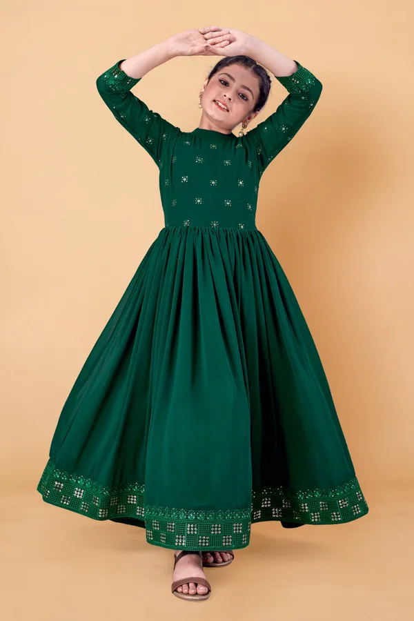 Dark_Green_Georgette_Maxi_Length_Embroidered_Dress_For_Girls