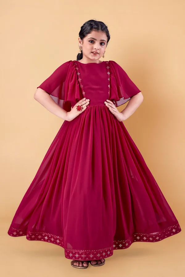 Dark_Pink_Georgette_Maxi_Length_Embroidered_Dress_For_Girls