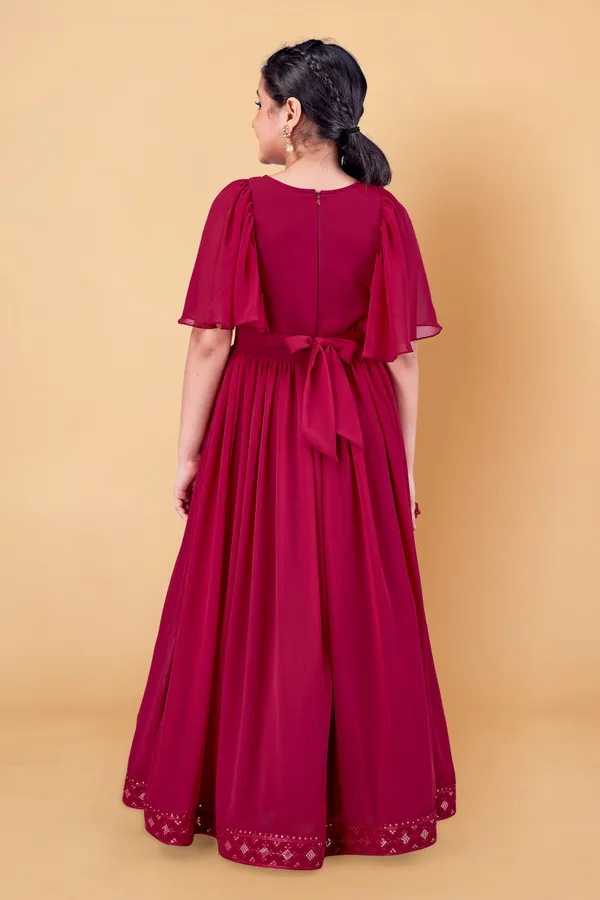 Dark_Pink_Georgette_Maxi_Length_Embroidered_Dress_For_Girls
