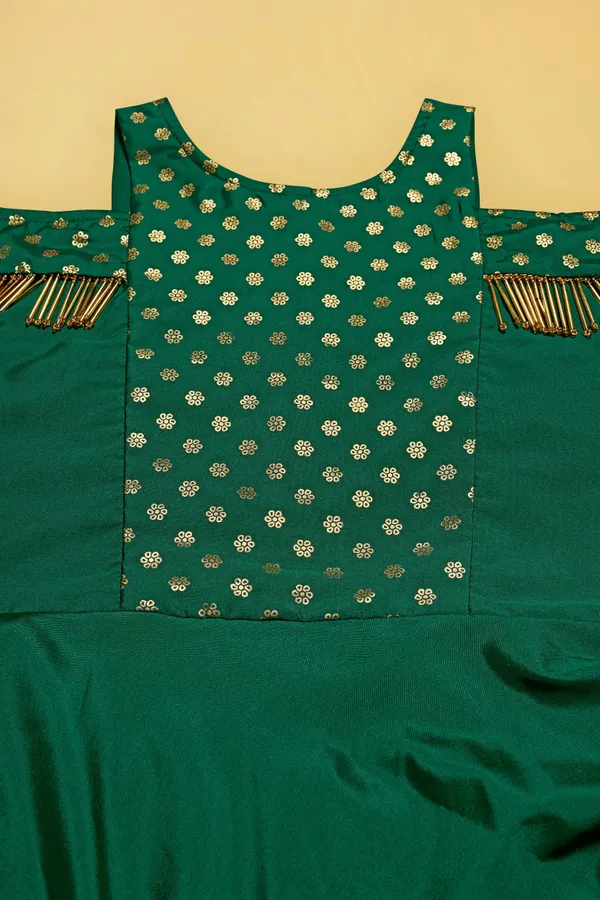 Green_Taffeta_Foil_Printed_Fit_And_Flared_Maxi_Dress_For_Girls