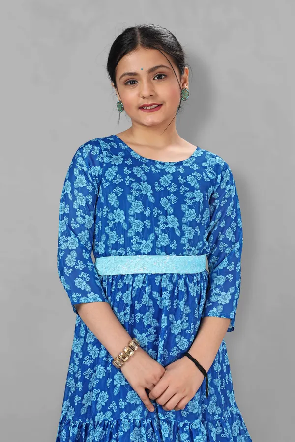 Blue_Tabby_Silk_Maxi_Length_Tiered_Dresses_For_Girls