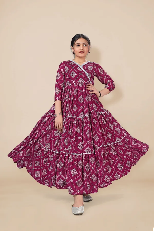 Wine_Tabby_Silk_Maxi_Length_Tiered_Dresses_For_Girls