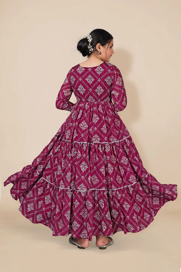 Wine_Tabby_Silk_Maxi_Length_Tiered_Dresses_For_Girls