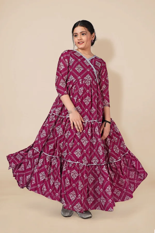Wine_Tabby_Silk_Maxi_Length_Tiered_Dresses_For_Girls