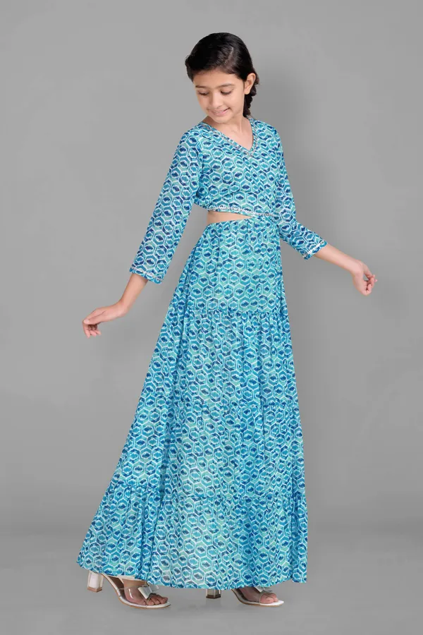Blue_Georgette_Ethnic_Motif_Printed_Tiered_Maxi_Dress_For_Girls
