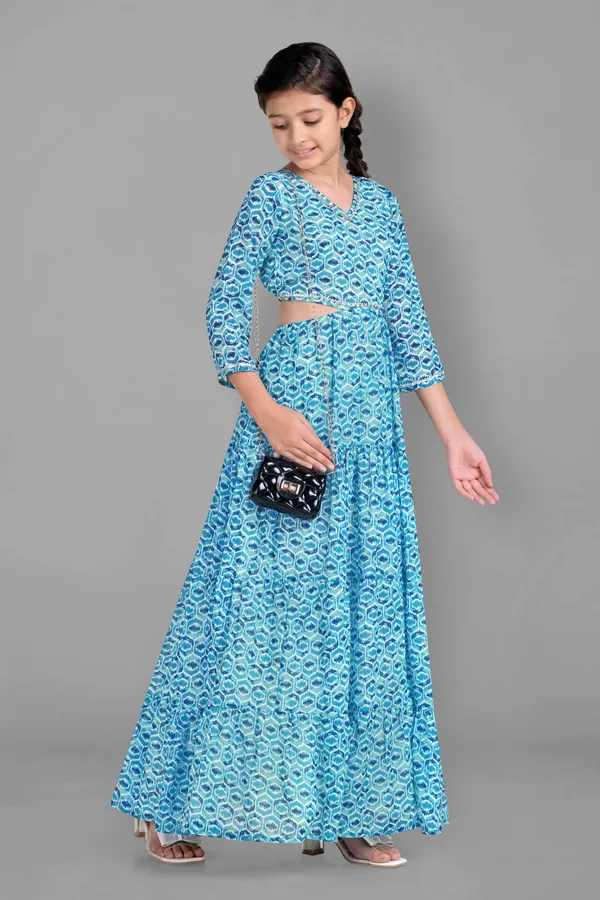 Blue_Georgette_Ethnic_Motif_Printed_Tiered_Maxi_Dress_For_Girls