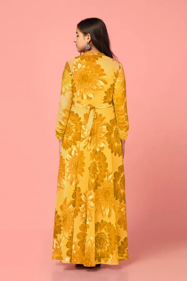 Yellow_Georgette_Maxi_Length_Floral_Print_Dress_For_Girls